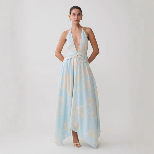 Damen Elegantes Wickelkleid mit tiefem V-Ausschnitt und floralem Design R&B