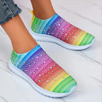 Damen Schnürlose Sneakers mit funkelnden Ziersteinen