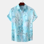 Damen Kurzarmhemd mit floralem Aquarelldruck und lockerer Passform