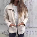 Damen kuschelige Fleecejacke mit kurzen Kragen