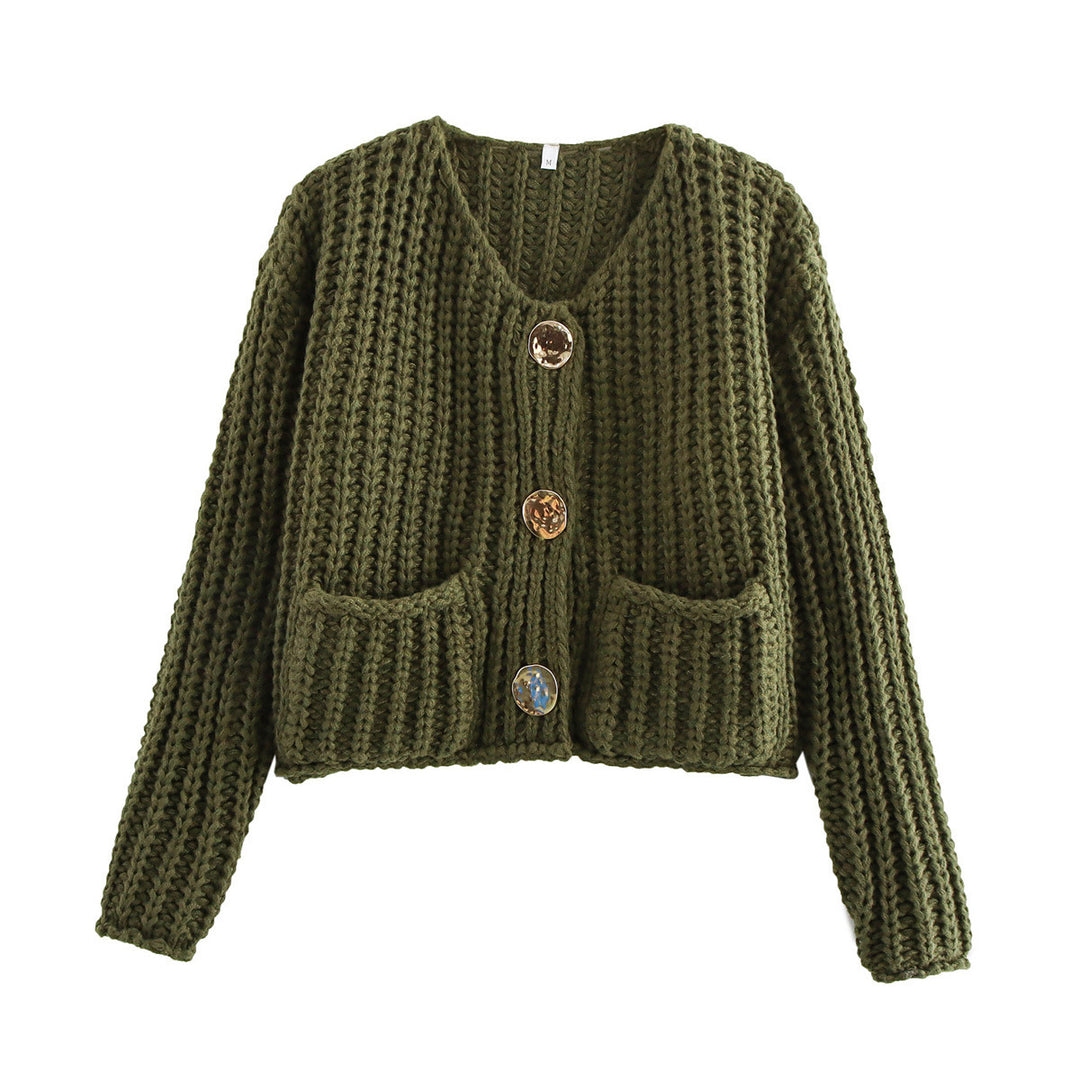 Damen Kuschelige Strickjacke mit großen Knöpfen und aufgesetzten Taschen R&B