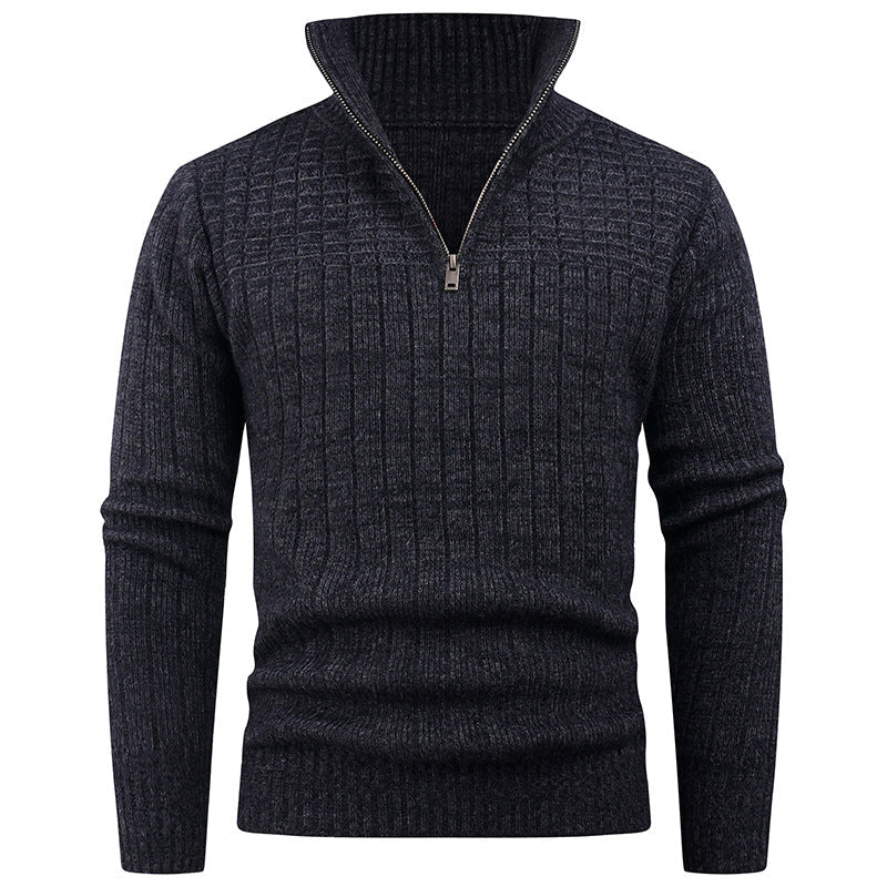 Herren Strickpullover mit modernem Zipper und strukturiertem Design