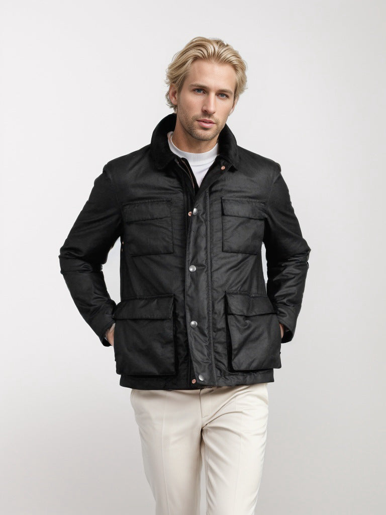 Herren funktionale Sportjacke mit praktischen Taschen und hochschließendem Kragen R&B