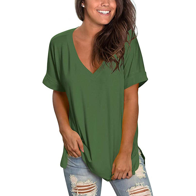 Damen Freizeit V-Ausschnitt T-Shirt R&B