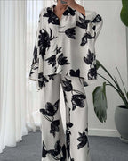 Damen Lässiges und elegantes Blusenset mit floralem Muster R&B