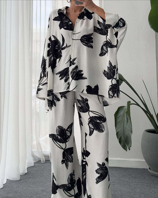 Damen Lässiges und elegantes Blusenset mit floralem Muster R&B