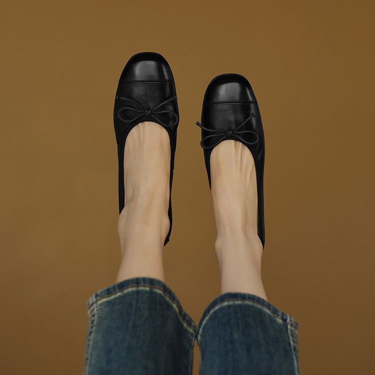 Damen Ballerinas mit elegantem Schleifenakzent aus hochwertigem Leder R&B