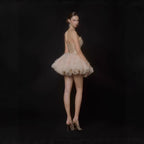Damen Glamouröses Tüll-Cocktailkleid mit schimmerndem Oberteil R&B
