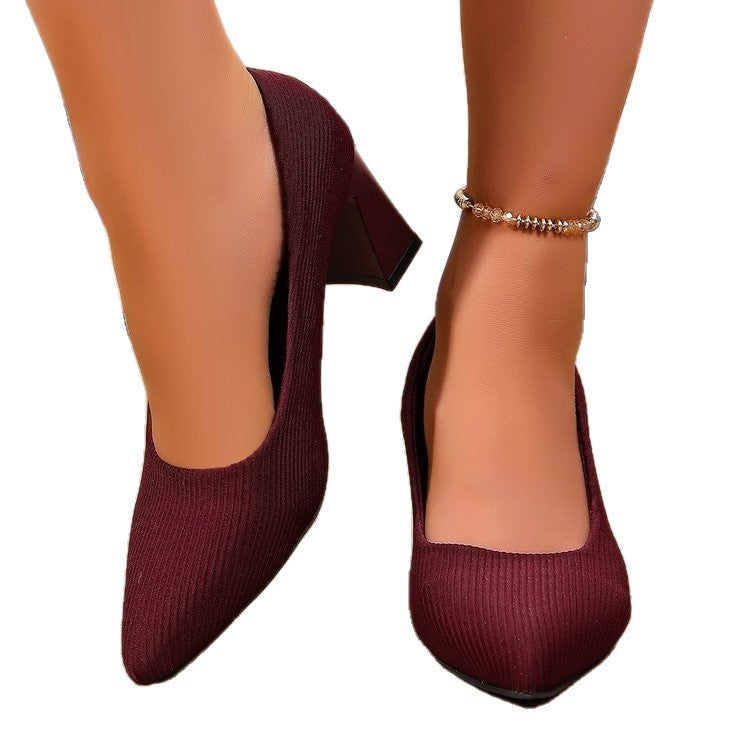 Damen elegante Pumps mit Blockabsatz und strukturiertem Obermaterial R&B