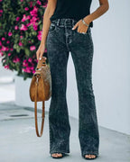Damen Bootcut Jeans mit hohem Bund und eleganter Waschung R&B
