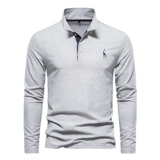 Herren Langarm Poloshirt mit modernem Kragen und atmungsaktiver Baumwollqualität R&B