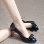 Damen elegante Pumps mit dekorativer Schleife und hohem Absatz R&B