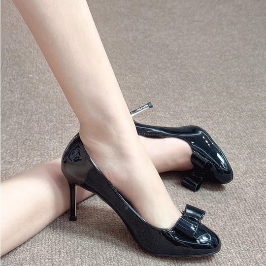 Damen elegante Pumps mit dekorativer Schleife und hohem Absatz R&B