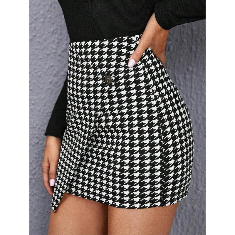 Damen Minirock mit asymmetrischem Schnitt und Knöpfen R&B