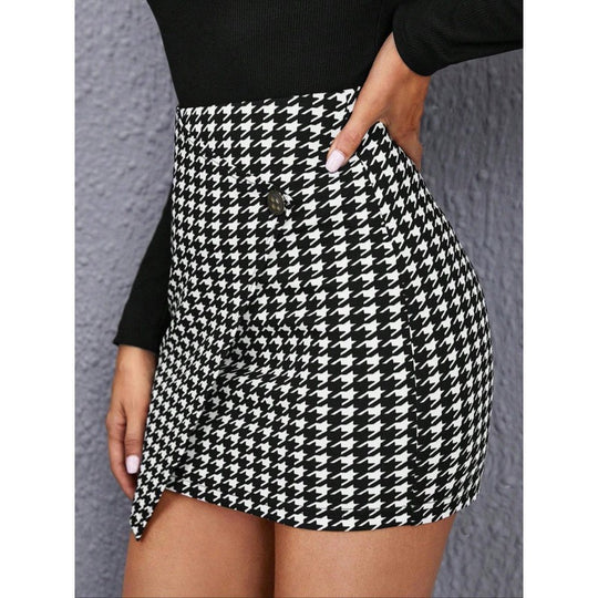 Damen Minirock mit asymmetrischem Schnitt und Knöpfen R&B