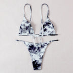 Damen Triangel-Bikini mit verstellbaren Trägern und Raffungen R&B