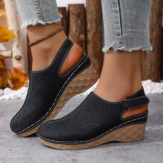 Damen Wedge-Clogs mit perforiertem Design und elastischem Einsatz R&B