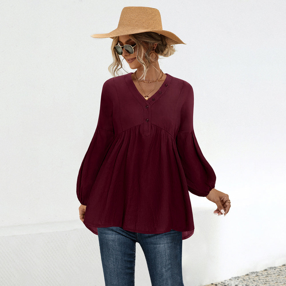 Damen Blusenshirt mit lässigem Schnitt und eleganten Knopfdetails R&B