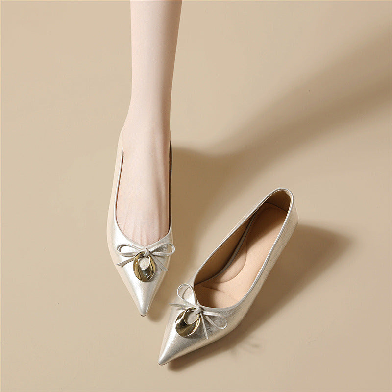 Damen elegante spitze Ballerinas mit Zierschnalle R&B