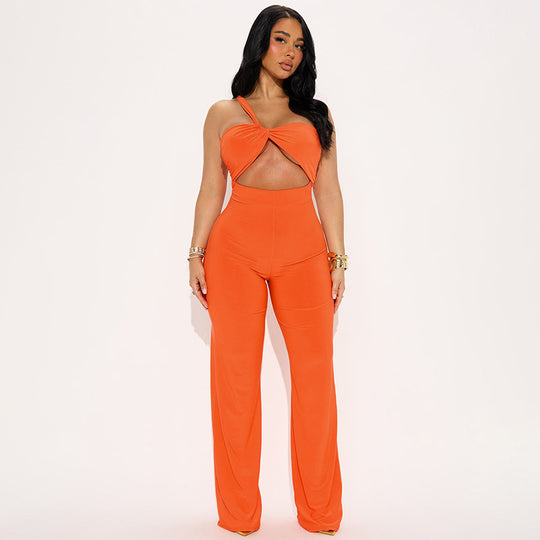 Damen eleganter Jumpsuit mit raffiniertem Twist-Design R&B