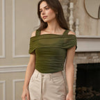 Damen Off-Shoulder Oberteil mit Raffung R&B