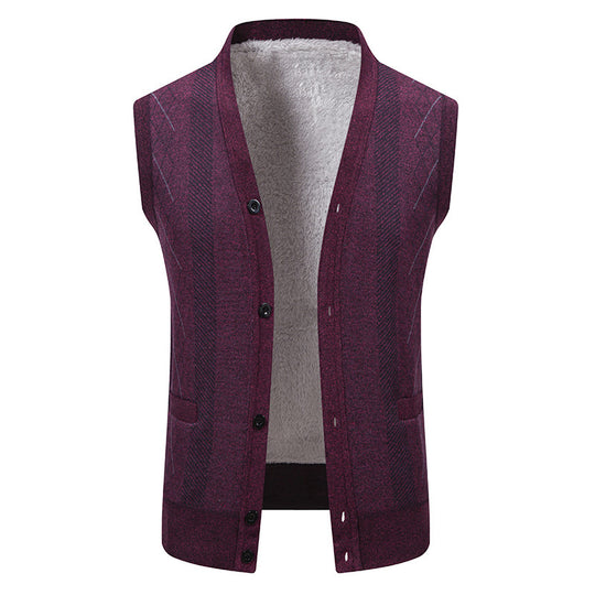Herren Strickjacke mit klassischem V-Ausschnitt und feinem Zopfmuster R&B