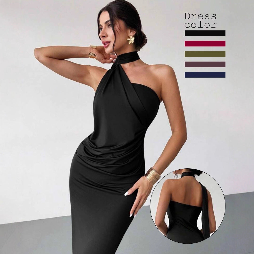 Damen Elegantes Wickelkleid mit verführerischem Halterneck-Design R&B