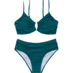 Damen Hochtaillierter Bikini mit raffiniertem Raffungselement und elegantem Schmuckdetail R&B