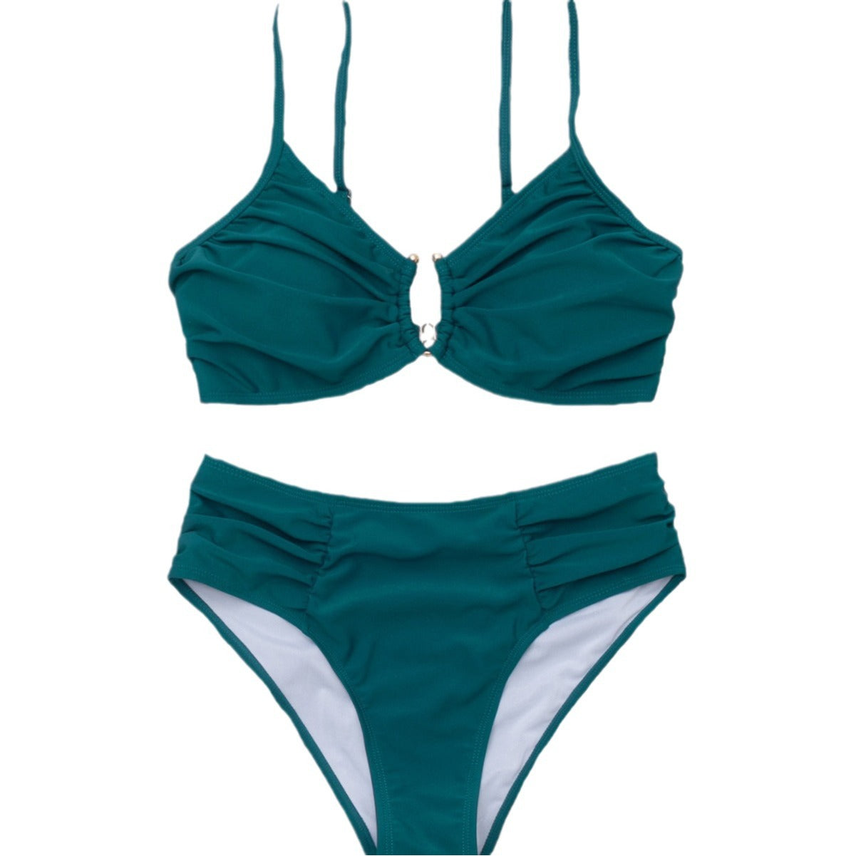 Damen Hochtaillierter Bikini mit raffiniertem Raffungselement und elegantem Schmuckdetail R&B