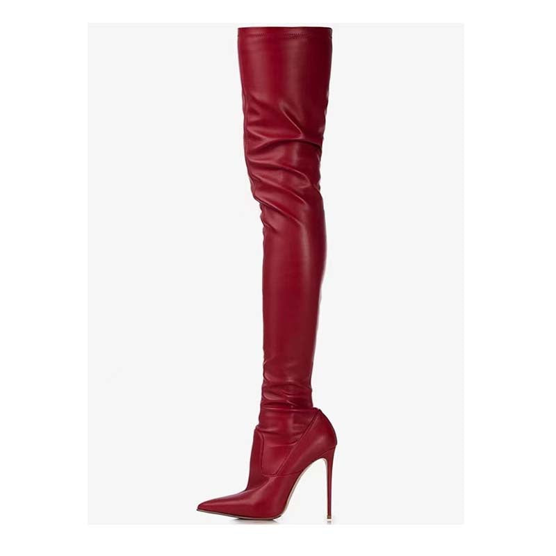 Femme Über-die-Knie Spitzenzehen Stiletto Stiefel R&B