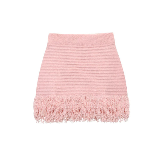 Damen Kurzarm-Strickjacke mit fransigem Saum und dekorativen Knöpfen R&B
