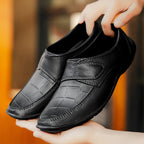 Herren Komfortable Leder Slipper mit leichtem Klettverschluss R&B