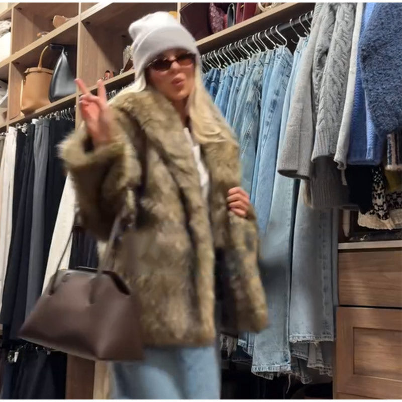 Damen kuschelige Kunstfelljacke R&B