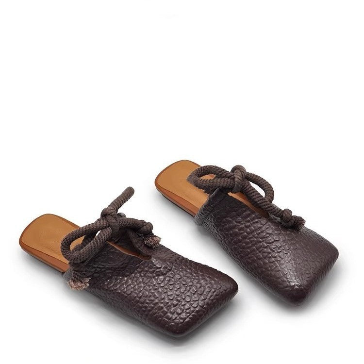 Damen modische Mules mit dekorativem Schnürdesign R&B