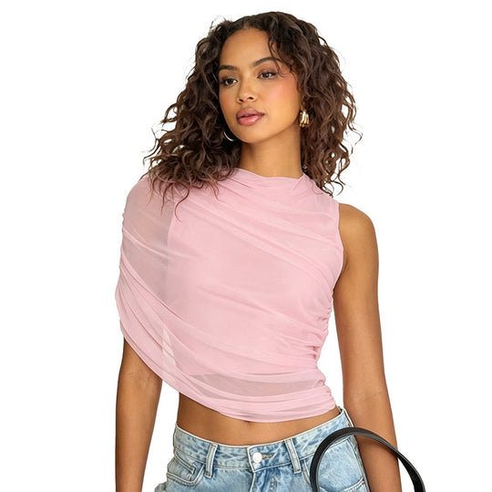 Damen asymmetrisches Oberteil mit raffinierten Falten und elegantem Tragekomfort R&B