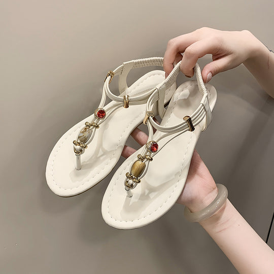 Damen elegante Zehentrenner-Sandalen mit funkelndem Strass R&B