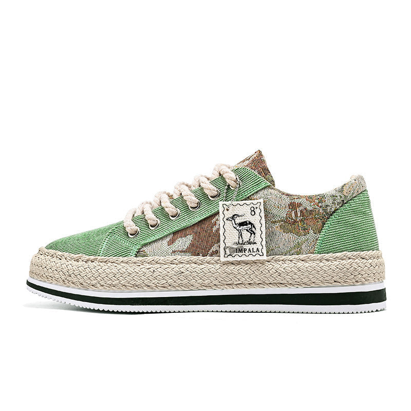 Damen lässige Baumwoll-Sneaker mit Jute-Details R&B