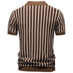 Herren nan gestreiftes Strickpoloshirt kurzarm aus feiner Baumwollmischung mit Polokragen und Rippbündchen R&B