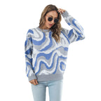 Damen lässiger Pullover mit einzigartigem Wellenmuster R&B