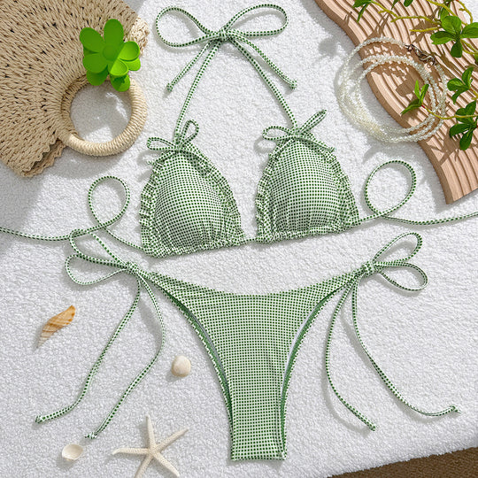 Damen Triangel-Bikini-Set mit verspielten Schleifen R&B