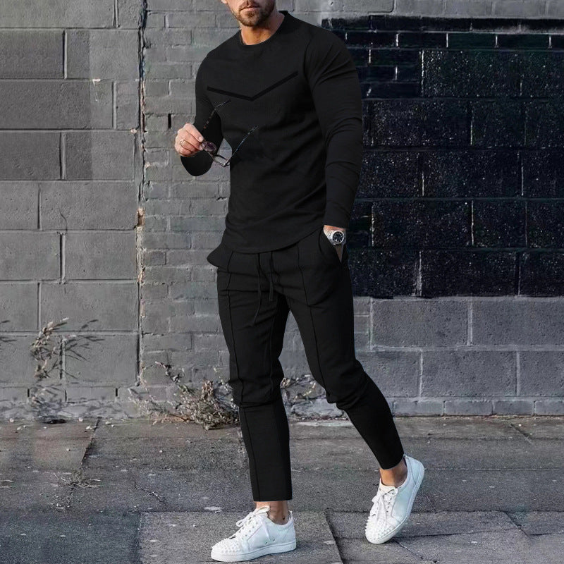 Herren Sportliches Freizeit-Set mit atmungsaktivem Langarmshirt und bequemen Jogginghosen R&B