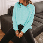 Damen Pullover mit Rüschendetails und Knopfverschluss R&B