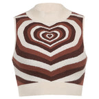 Damen Cropped Strickoberteil mit Herzen-Muster R&B