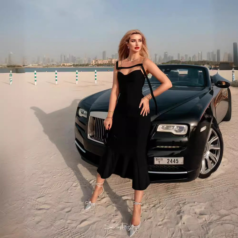 Damen Elegantes Meerjungfrauen-Kleid mit schulterfreier und taillierter Passform R&B