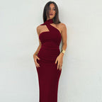 Damen Elegantes Abendkleid mit schulterfreiem Halterdesign und figurschmeichelnder Drapierung R&B