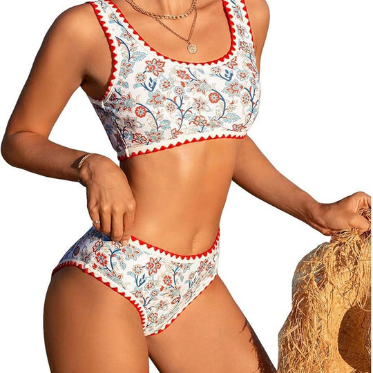 Damen Hochtailliertes Bikini-Set mit floralem Design R&B