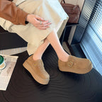 Damen Clogs mit modischem Schnallenverschluss und dickem Plateau-Heel R&B