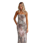 Damen Bandeau-Oberteil mit animalischem Muster R&B