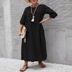 Damen Freizeitmaxikleid mit luftigen Ärmeln und seitlichen Taschen R&B