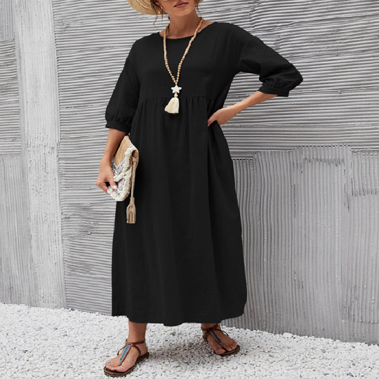 Damen Freizeitmaxikleid mit luftigen Ärmeln und seitlichen Taschen R&B